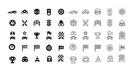Motorsports Vector Icon Set – 500+ Adjustable Line Weight Racing Icons for Cars, Motorcycles, Helmets & Trophies – Perfect for Racing Logos, Speed Competitions & Automotive Designs