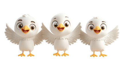 Fototapeta premium Multi-Pose 3D Baby Eagle Set on White Background – Realistic Young Bird Model for Wildlife Illustration, Educational Design, and Animal Concept Art