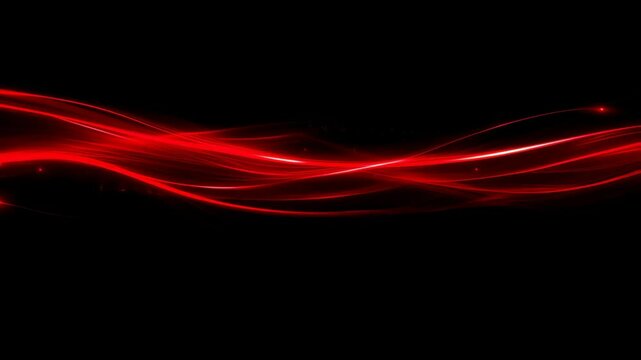 Dynamic red light waves on black background show energetic flow and movement