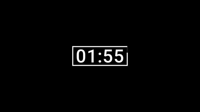 2 minute timer countdown animation, countdown timer one minute animation from 120 to 0 countdown Two minute countdown timer animation on transparent background