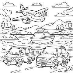 Happy Kids with Candy Cones Coloring Page Cute Cartoon Children Line Art Illustration