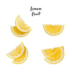 Sliced fresh lemon on isolated white background.