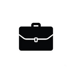 Black leather business briefcase with handle and lock isolated on white