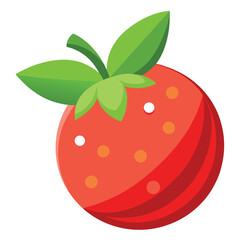 Obraz premium Vibrant Illustration of a Red Strawberry with Green Leaves