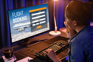 Online flight booking website provide brisk reservation system . Travel technology concept .