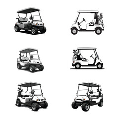 Fototapeta premium Golf Cart and Golf Buggy Graphic Illustration Set