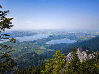 Panoramic View From Tegelberg Ridge In The Allgäu Alps: Sweeping Northern Vista Over Forggensee,...