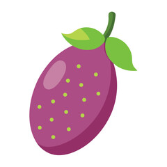 Vibrant Purple Fruit with Green Leaves and Yellow Spots, Healthy and Organic Illustration for Recipes
