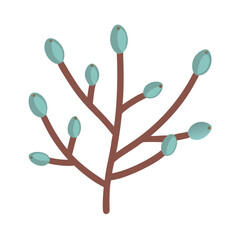 Minimalist Branch with Blue Buds on a transparent background Illustration Design colorful vector icon