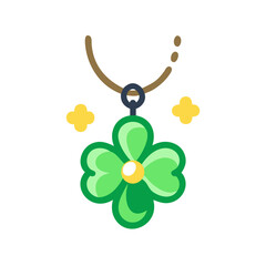 Lucky Charm Necklace with Four Leaf Clover Pendant for Good Fortune colorful vector icon