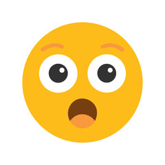 Bright yellow emoji depicting shock and surprise at some unexpected news colorful vector icon