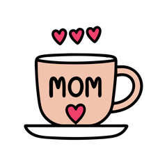 A Cute Mug for Mom with Hearts Showing Love and Appreciation colorful vector icon