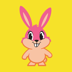 Obraz premium Vector cartoon of a cute pink and brown Rabbit. 