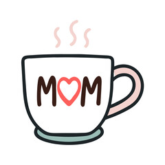 A charming mug with steam and a heart for Mother's Day joy colorful vector icon