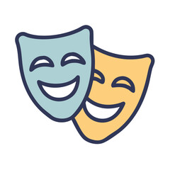 Comedy masks conveying happiness and joy through vibrant and expressive illustrations colorful vector icon