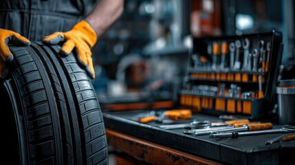 Fototapeta premium Tire inspection