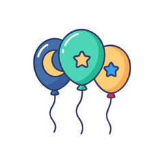 Naklejka premium A whimsical illustration of three colorful balloons decorated with celestial motifs colorful vector icon