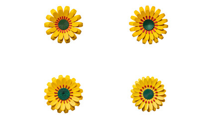 Bright yellow sunflower icons isolated on white background illustration
