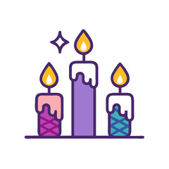 Festive holiday candles with a unique pattern for a holiday celebration colorful vector icon