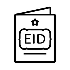 Naklejka premium Eid Mubarak greeting card icon with simple star in black outline colorful vector icon