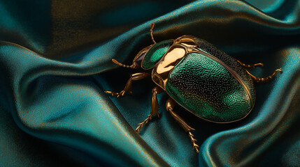 emerald_jewel_beetle_luxury_silk_fabric_perfume_brand_product_photography.png