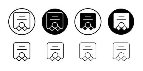Certificate icon Thin line illustration set vector