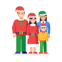 Happy Family in Holiday Outfits Celebrating Christmas Together with Smiles and Cheer colorful vector icon