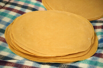 Homemade hand-rolled egg-filled yufka dough,