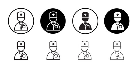 Doctor icon Thin line illustration set vector