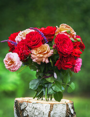 bouquet of roses in garden