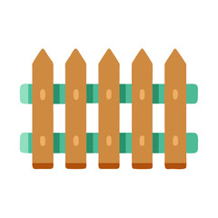 Simple vector illustration of a wooden fence on a clean transparent background colorful vector icon