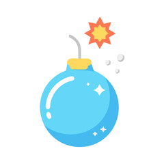 Obraz premium Stylized Cartoon Bomb with Lit Fuse and Sparkles Against transparent background colorful vector icon