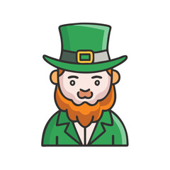Illustration of a Leprechaun with Green Hat and Beard for St. Patrick's Day colorful vector icon