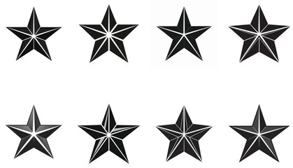 Obraz premium Eight Black Star Icons Geometric Shapes, Design Elements