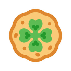 St. Patrick's Day Cookie with a Green Shamrock in the Center colorful vector icon