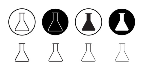 Lab flask icon Thin line illustration set vector