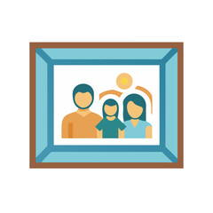 A Framed Illustration of a Family, Simplicity and warmth depicted within the artwork colorful vector icon