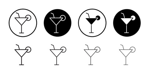 Martini glass icon Thin line illustration set vector