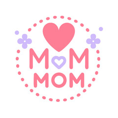 Happy Mother's Day Design Featuring Hearts and Flowers in Pastel Colors colorful vector icon