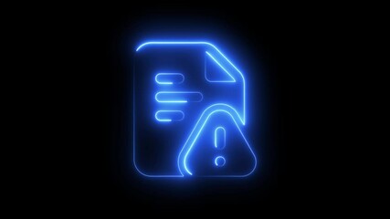 Warning alert icon with a hacked document system, cybersecurity threat alert, surrounded by digital files and documents corrupted file animated icon