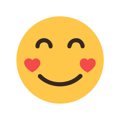 Fototapeta premium Emoji smiley face with heart eyes and happy expression showing love colorful vector icon