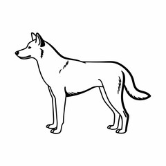 Obraz premium Hand Drawn Black and White Illustration of a Standing Dog