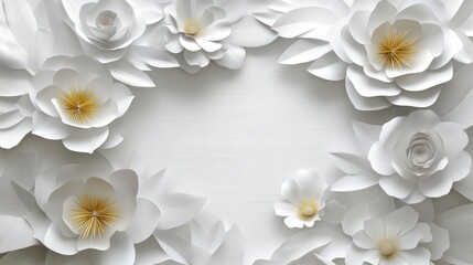 Elegant white paper flowers in a frame design.