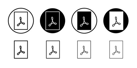 PDF file icon Thin line illustration set vector