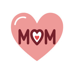 A Sweet Mother's Day Heart with a Loving Message for Mom colorful vector icon
