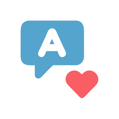 A for awesome simple vector illustration of a blue message and heart colorful vector icon