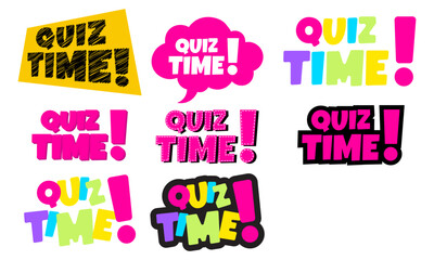 Quiz time text, playful typography, bold letters, fun colors, bright font, kids quiz, learning, education, pop style, cartoon, vibrant, neon, bubble text, fun, retro, cheerful