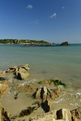 St Brelade Bay, Jersey, U.K. The coastal islands resort in the Summer.