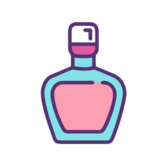Obraz premium Elegant Light Blue and Pink Perfume Bottle Illustration with Bold Outline colorful vector icon