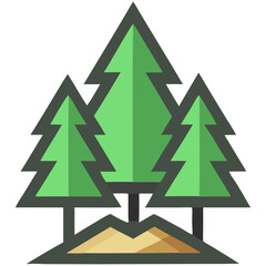 Fototapeta premium Green Pine Trees Forest Vector Icon Illustration 